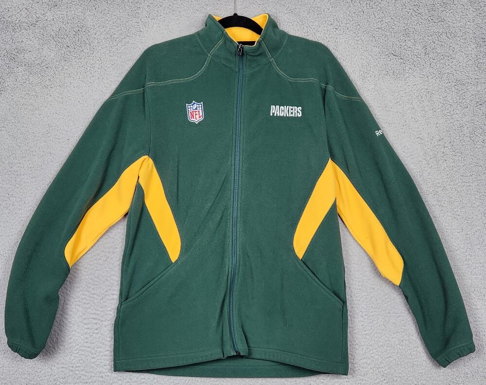 GREEN BAY PACKERS Fleece Jacket Mens Medium Green Full Zip NFL Onfield Reebok
